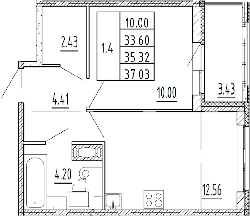 1-комнатная квартира 33.6 м², 11/13 эт., ЖК «Полис Приморский 2»